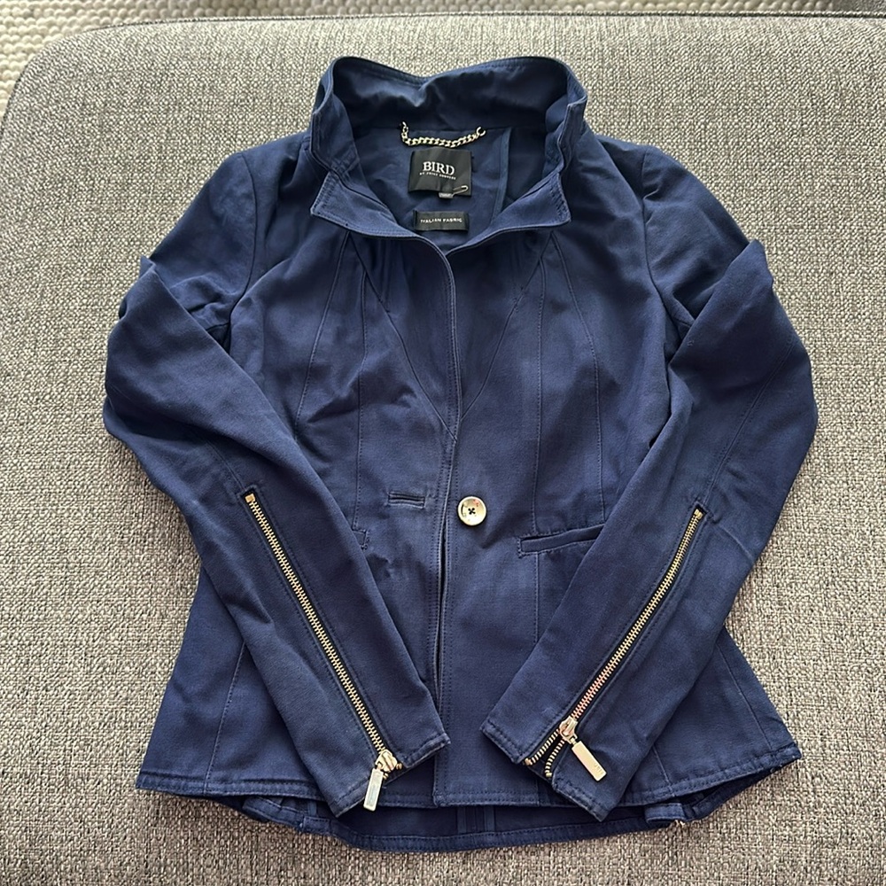 Bird by Juicy Couture Blue Zipper Jacket With Cinched Waist